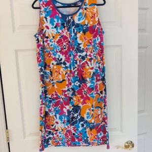 Lands' End Sleeveless Floral Mini Dress, Casual Or Swim Coverup